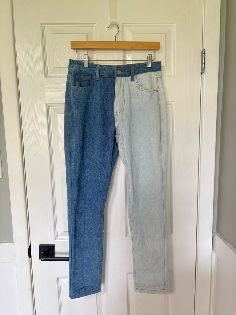 Nasty Gal Two-Tone Blue Split Denim Jeans